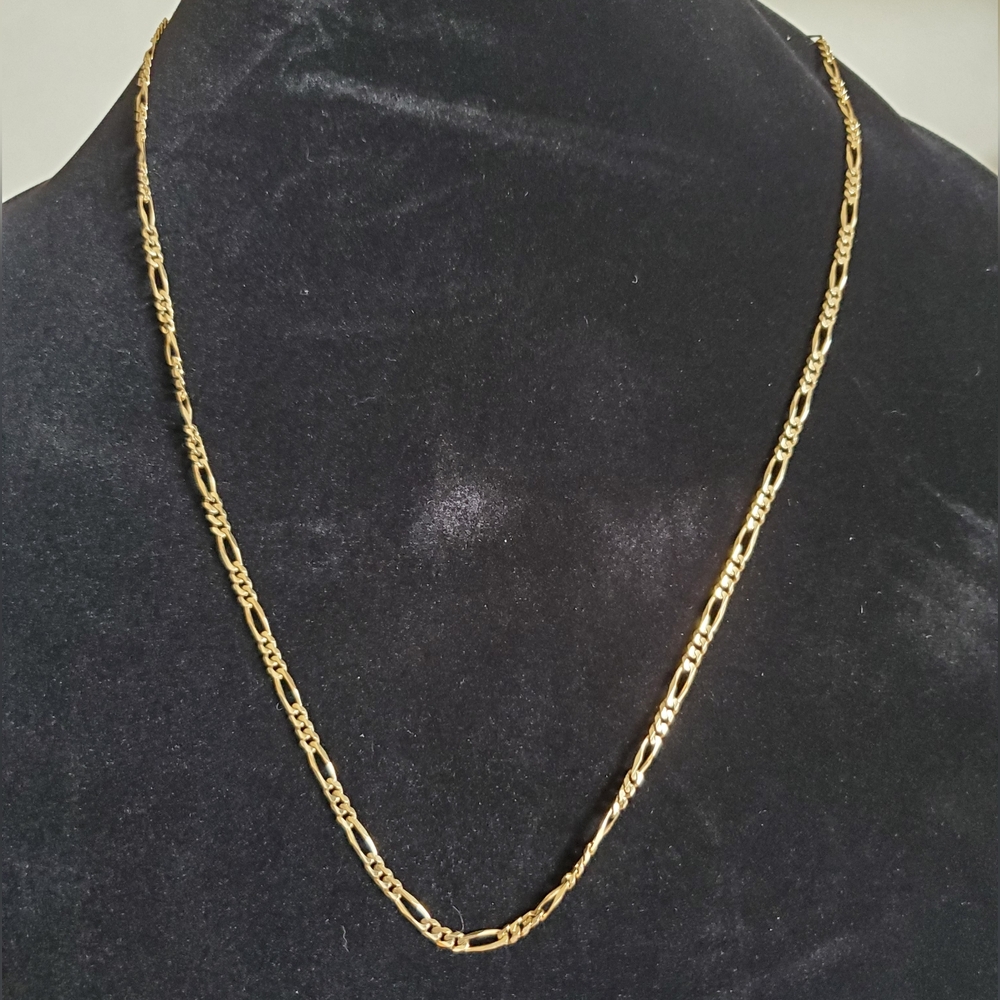 10k Yellow Gold Figaro Link Necklace 3.5mm 24"